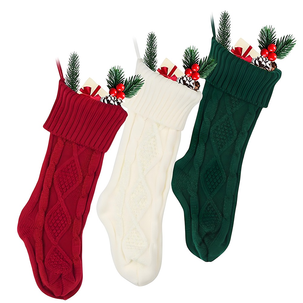 Christmas Stocking Hanging - 3 sacs à suspendre en fibre