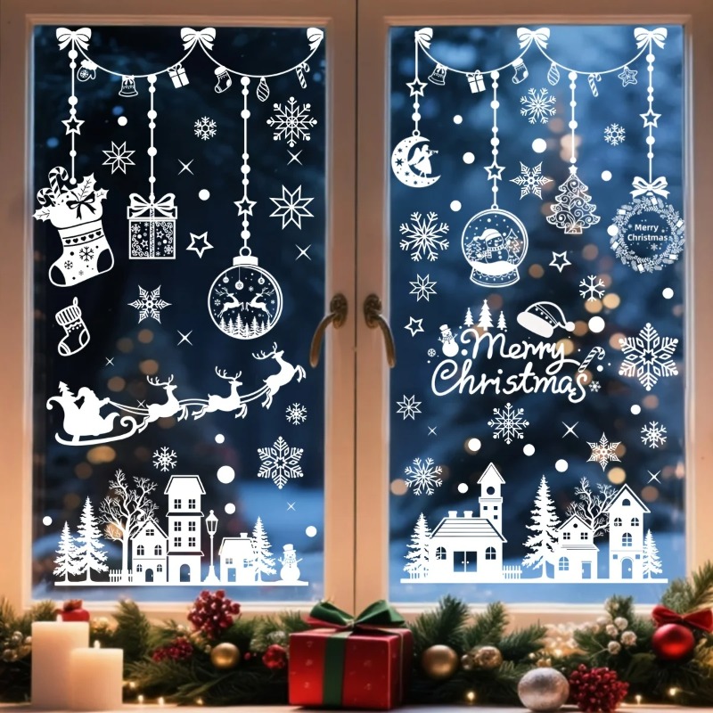 Snowflake Window Decal - 196 pièces/9 feuilles de décorations de