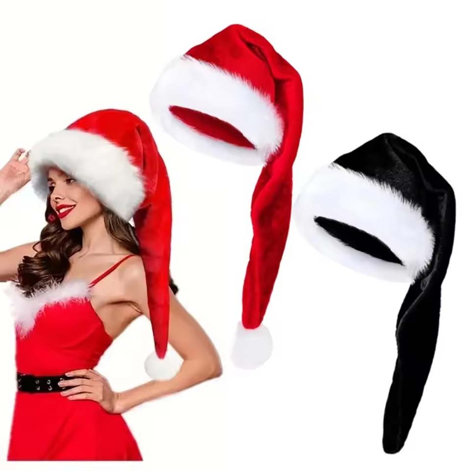 Santa Hat Plush - Chapeau de Noël en peluche longue,