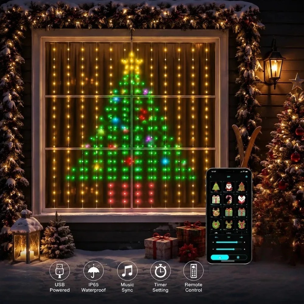 Led Fairy String Lights - Rideaux lumineux à pixels LED, contrôle
