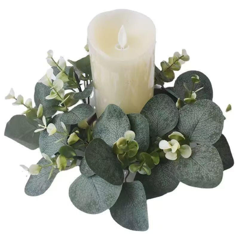 Christmas Wreath Fake - Couronne d'eucalyptus bougeoir de noël anneaux