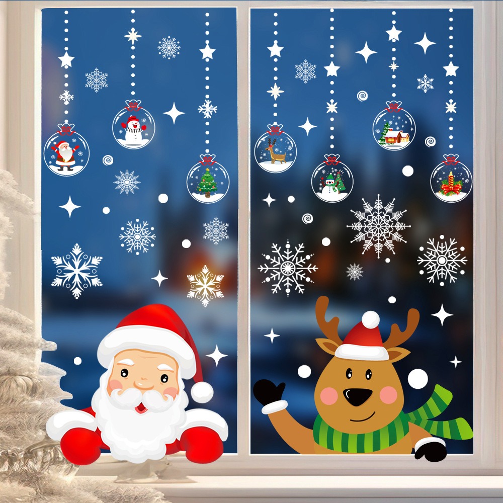 Dessin animé noël père noël fe - Snowflake Window Decal avis et prix