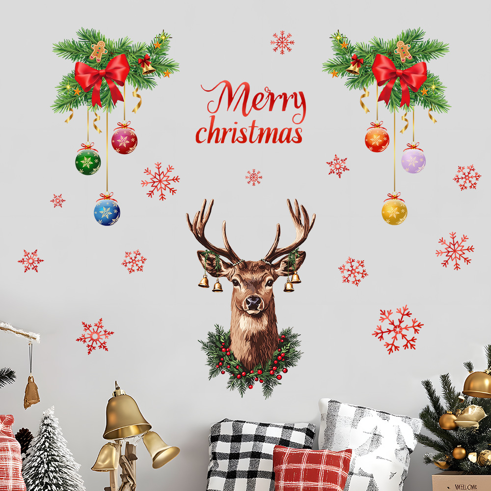 Autocollant mural tête de cerf - Snowflake Window Decal avis et prix